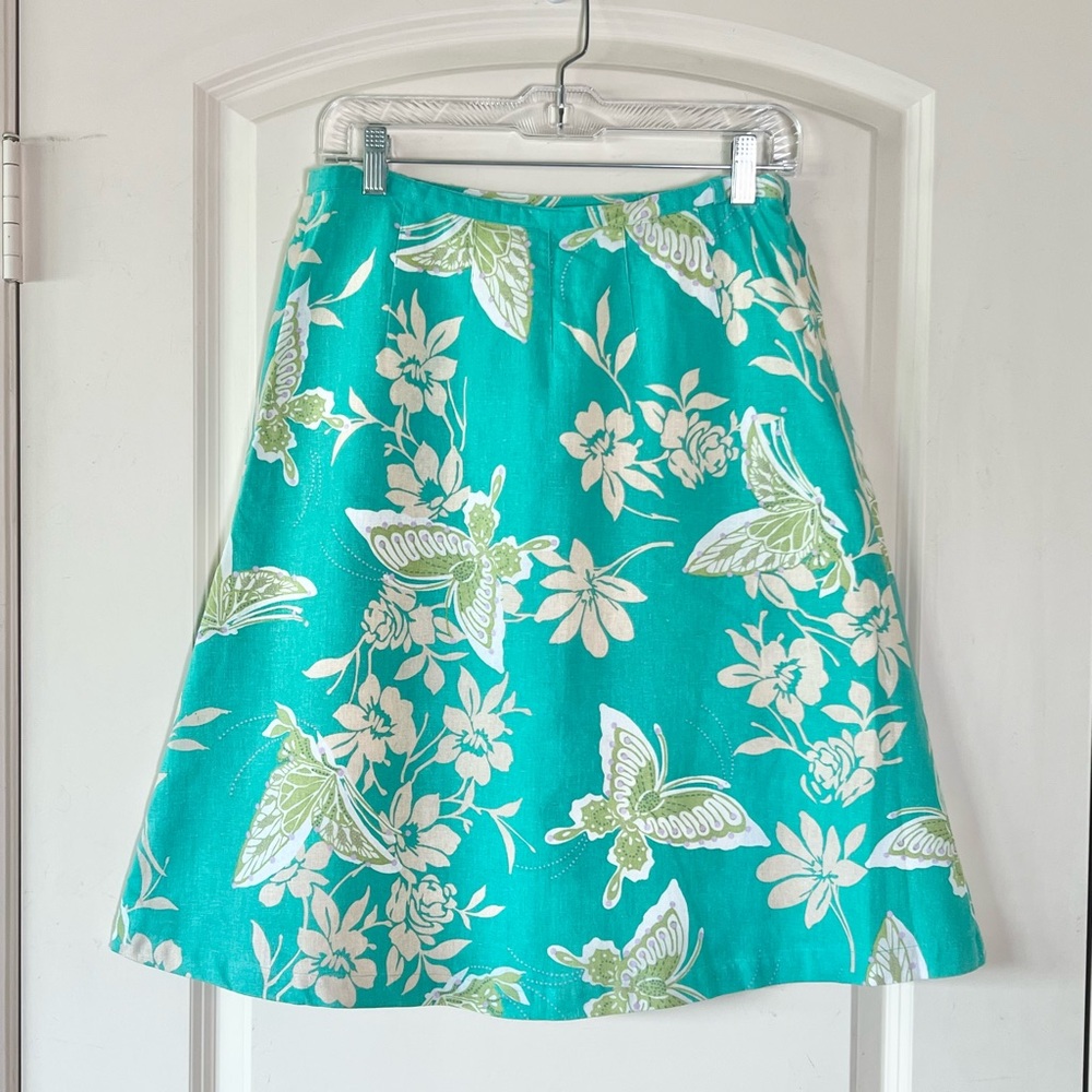Vintage Linen Karen Scott Sport Butterfly and Floral Print Skirt 10